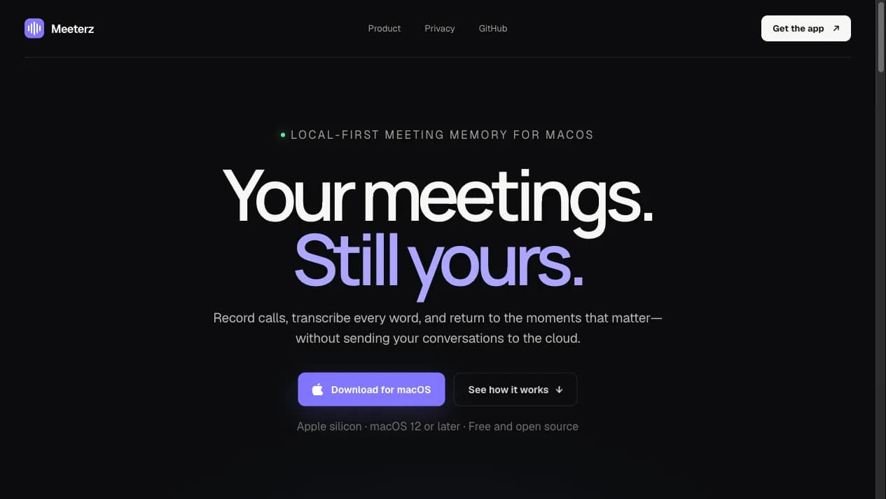 Meeterz website homepage